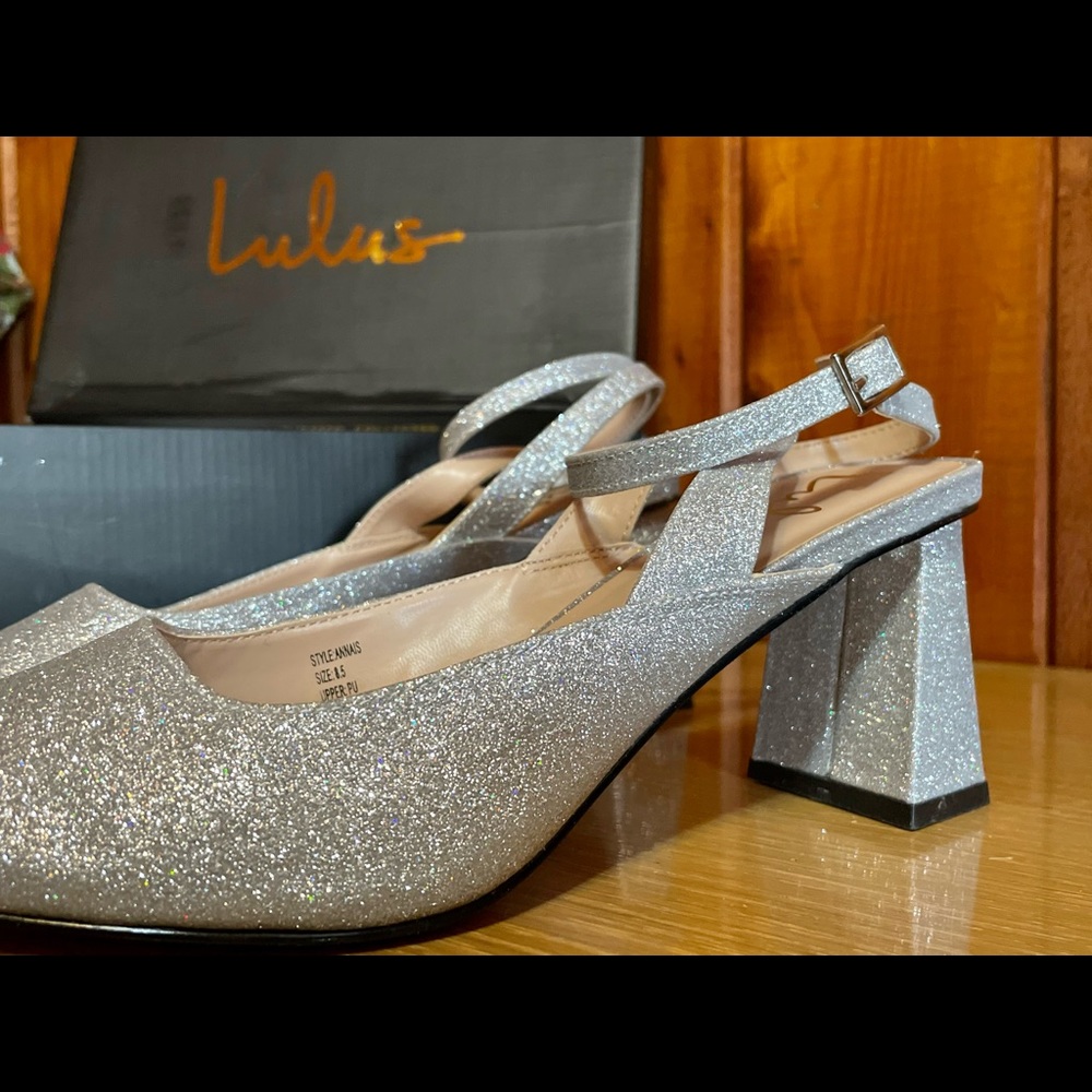 Lulu’s Annais Silver Glitter Pointed-Toe Heels - Picture 5 of 5